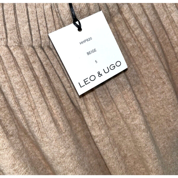 Leo & Ugo Womens Pants Beige Size 5 High Rise Wide Leg Dress Pant 100% Wool - Picture 5 of 7